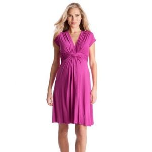 Seraphine maternity fuchsia front knot dress